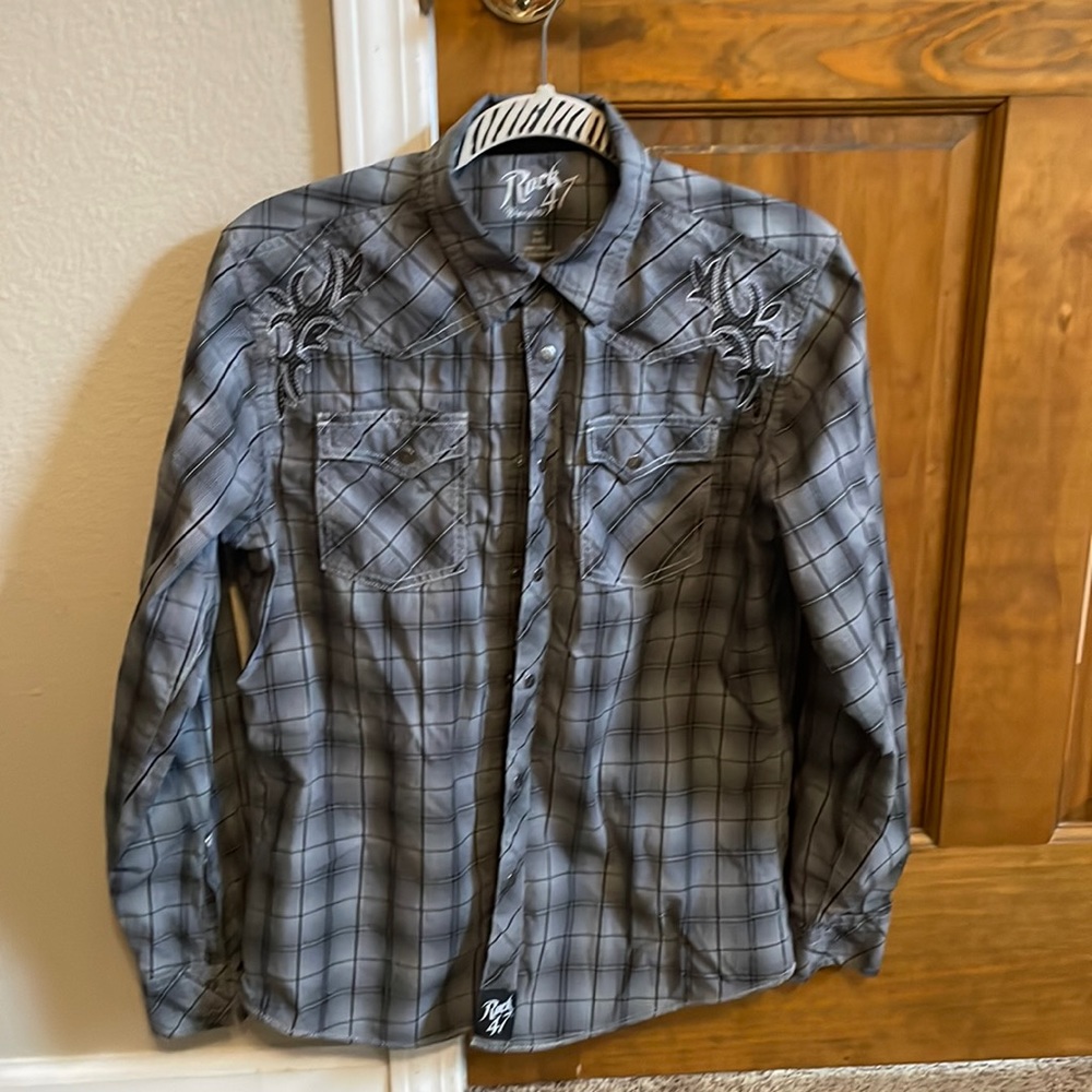 Boys Rock 47 by Wrangler long sleeve button up shirt.